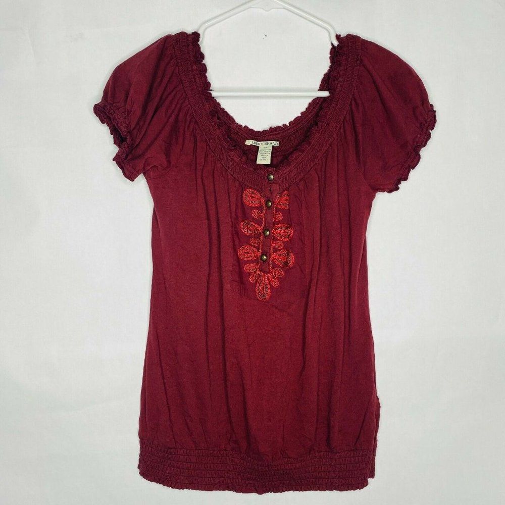 Lucky Brand Convertible Off Shoulder Embroidered B